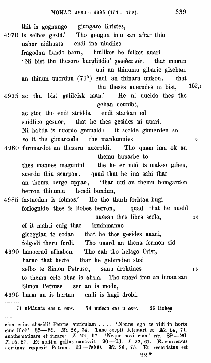 HELIAND herausgegeben von Eduard Sievers (1878) p.  339.