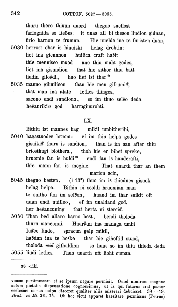 HELIAND herausgegeben von Eduard Sievers (1878) p.  342.
