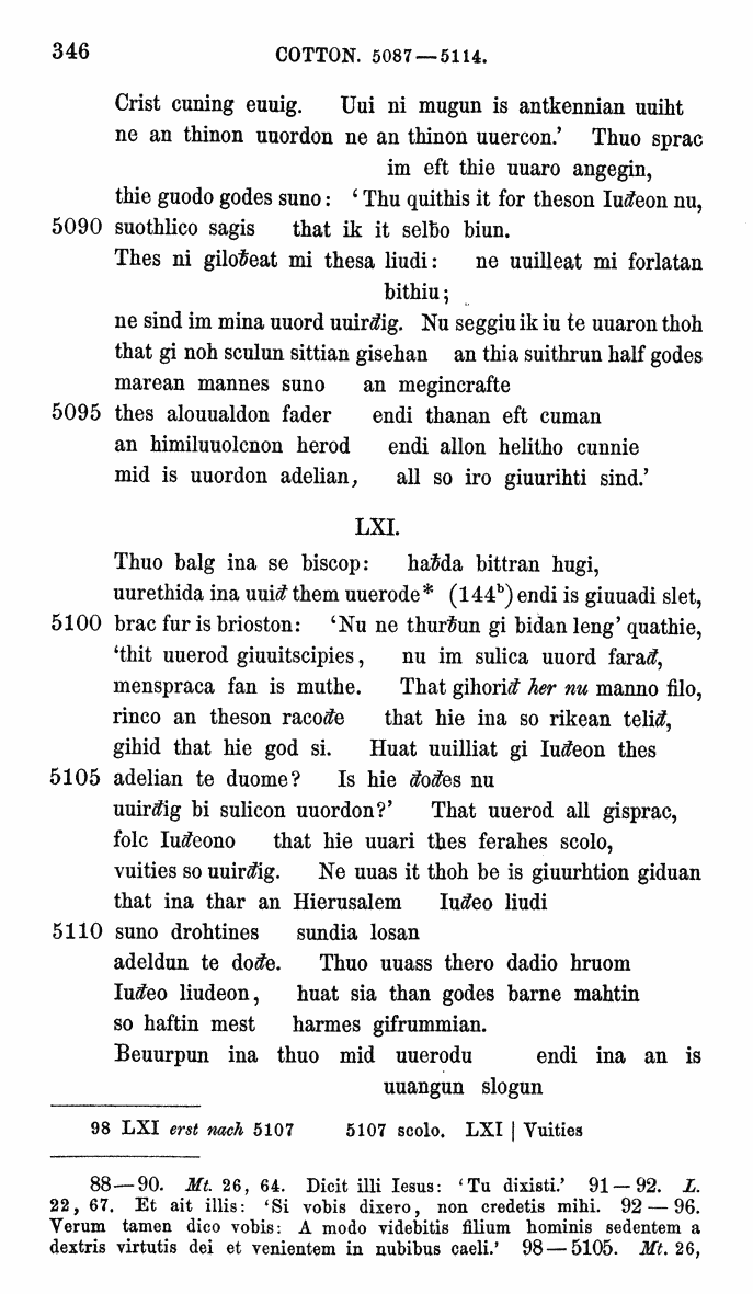 HELIAND herausgegeben von Eduard Sievers (1878) p.  346.