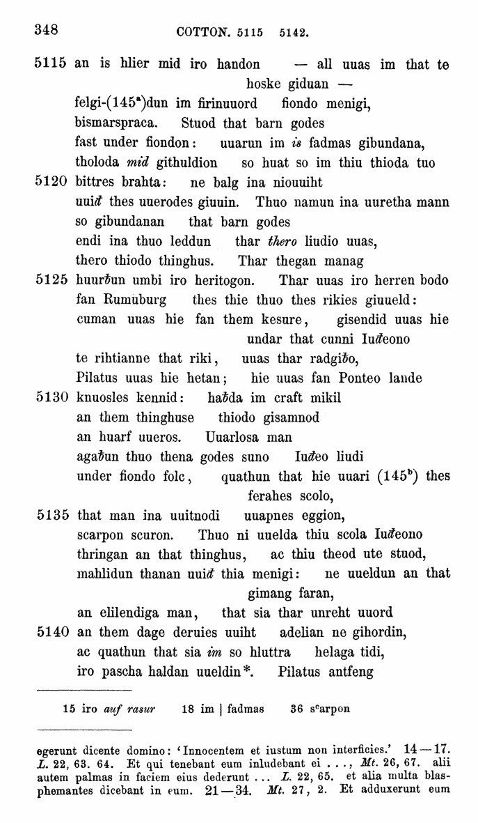 HELIAND herausgegeben von Eduard Sievers (1878) p.  348.