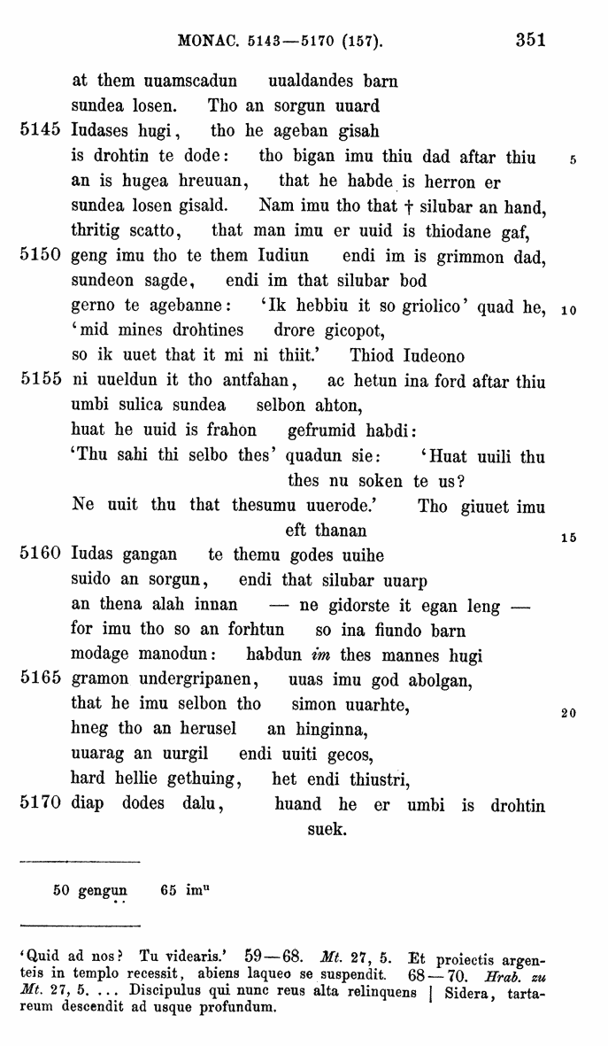 HELIAND herausgegeben von Eduard Sievers (1878) p.  351.