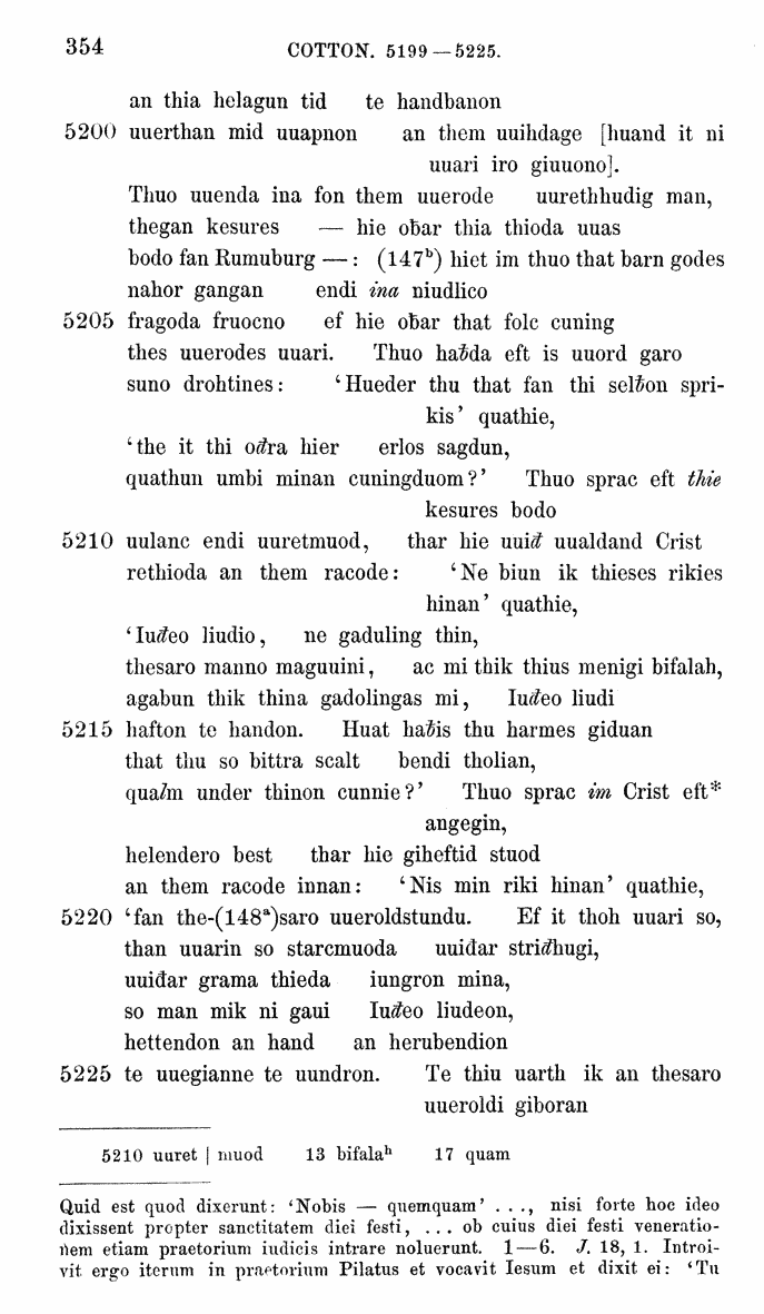 HELIAND herausgegeben von Eduard Sievers (1878) p.  354.