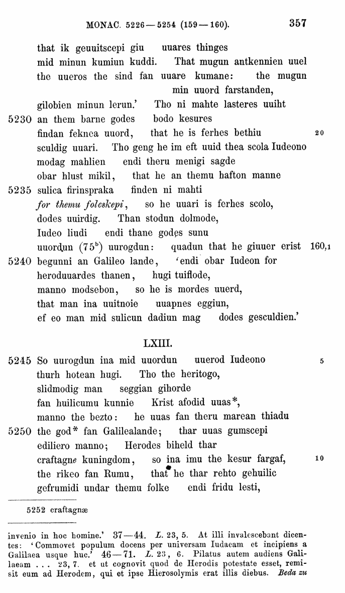 HELIAND herausgegeben von Eduard Sievers (1878) p.  357.