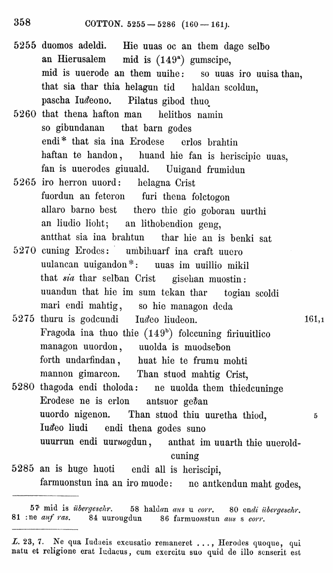 HELIAND herausgegeben von Eduard Sievers (1878) p.  358.