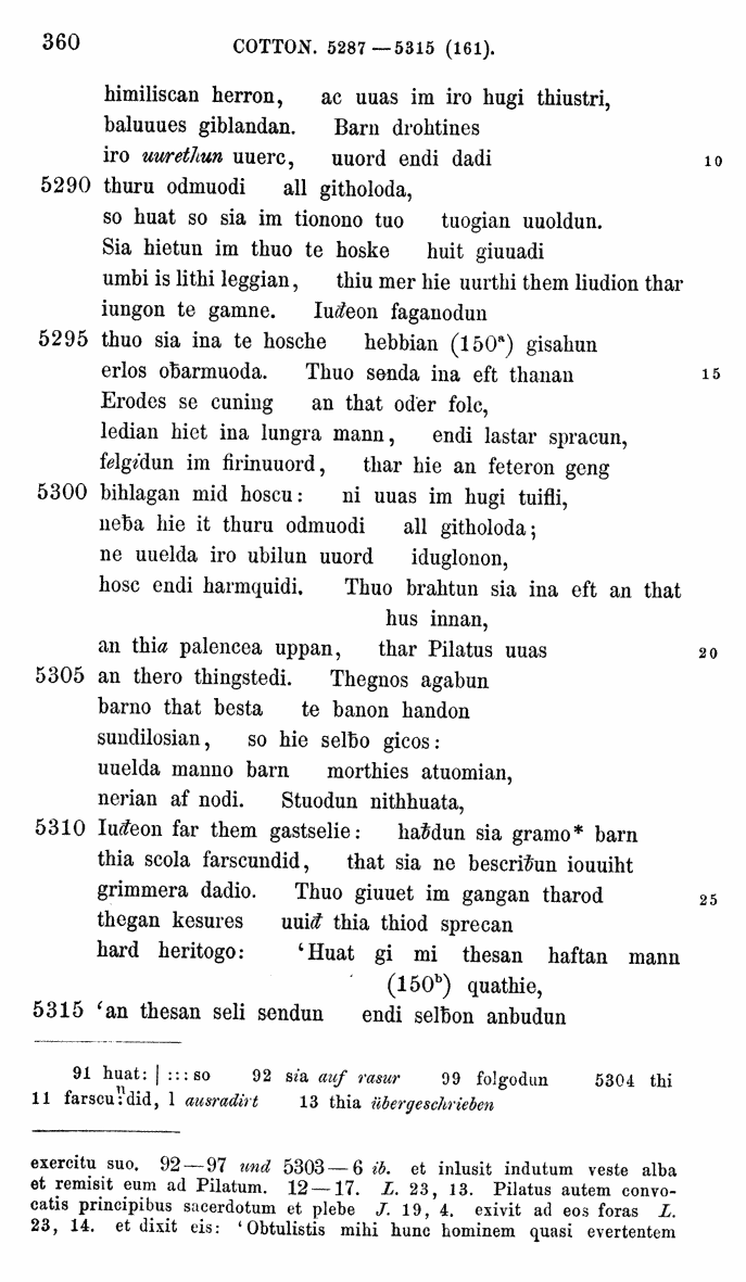 HELIAND herausgegeben von Eduard Sievers (1878) p.  360.