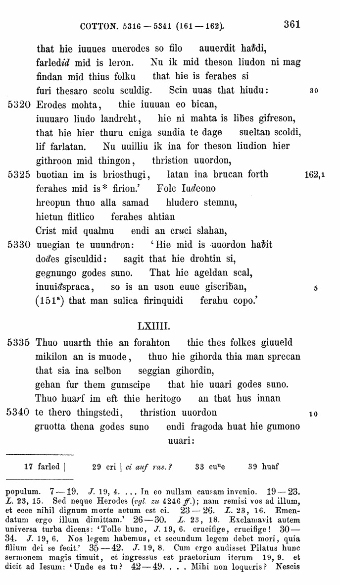 HELIAND herausgegeben von Eduard Sievers (1878) p.  361.