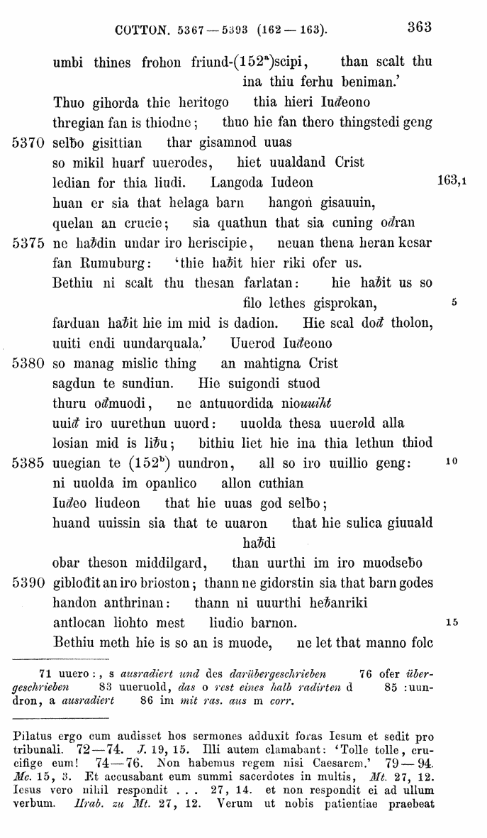 HELIAND herausgegeben von Eduard Sievers (1878) p.  363.