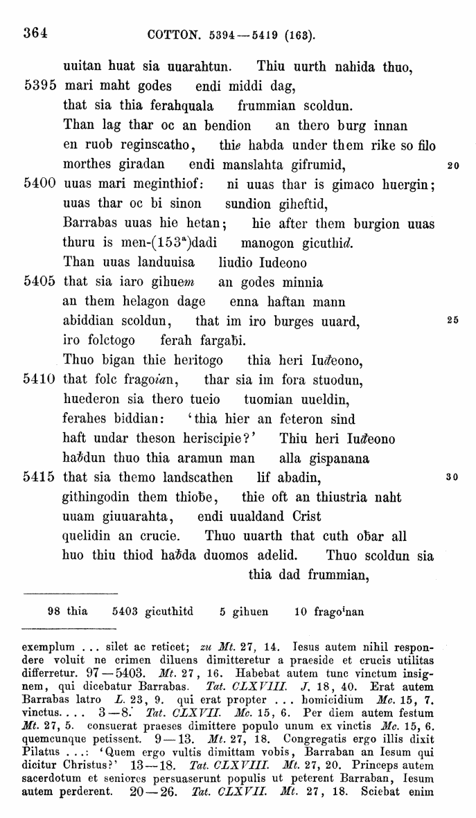 HELIAND herausgegeben von Eduard Sievers (1878) p.  364.