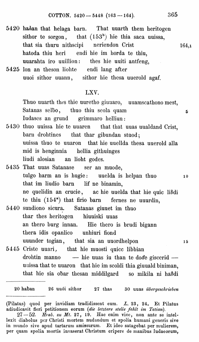 HELIAND herausgegeben von Eduard Sievers (1878) p.  365.