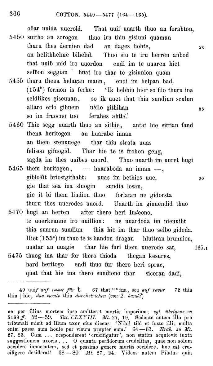 HELIAND herausgegeben von Eduard Sievers (1878) p.  366.