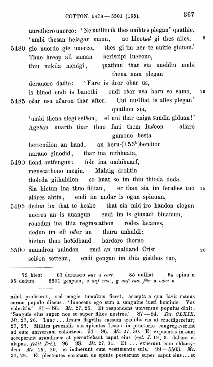 HELIAND herausgegeben von Eduard Sievers (1878) p.  367.
