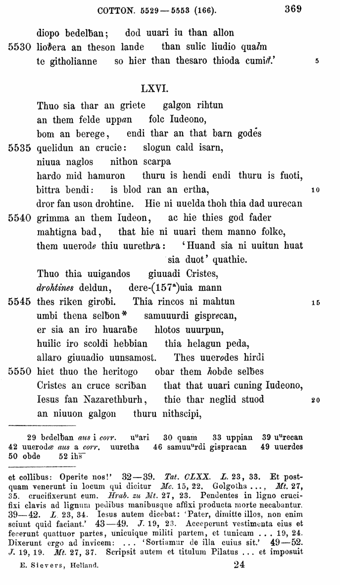 HELIAND herausgegeben von Eduard Sievers (1878) p.  369.