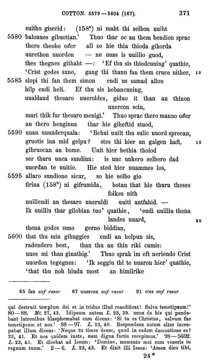 HELIAND herausgegeben von Eduard Sievers (1878) p.  371.