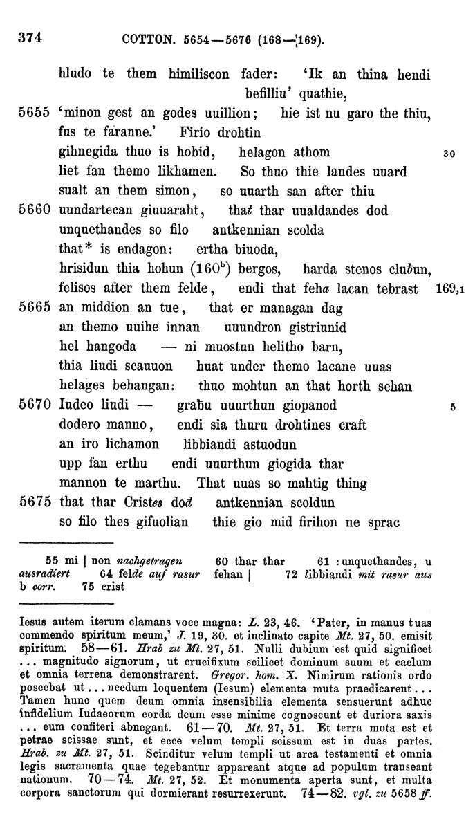 HELIAND herausgegeben von Eduard Sievers (1878) p.  374.