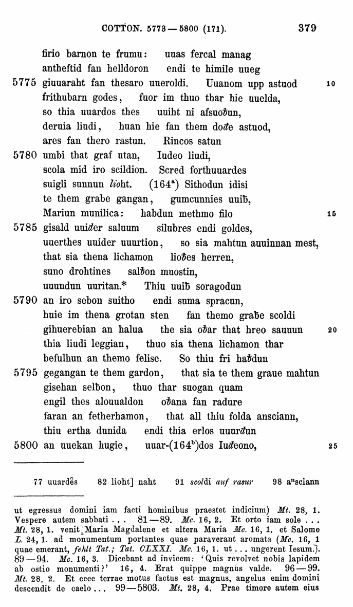 HELIAND herausgegeben von Eduard Sievers (1878) p.  379.