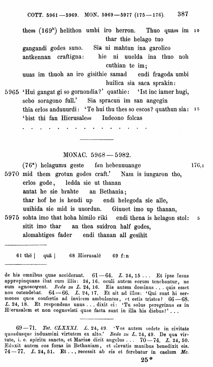 HELIAND herausgegeben von Eduard Sievers (1878) p.  387.