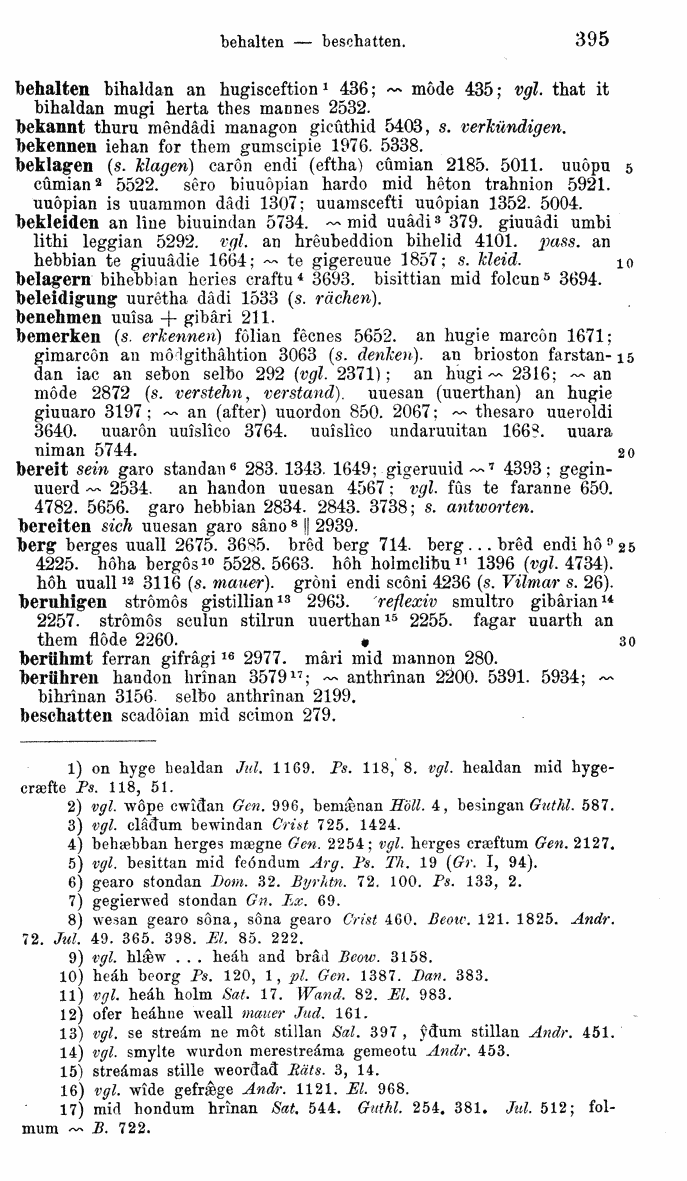 HELIAND herausgegeben von Eduard Sievers (1878) p.  395.