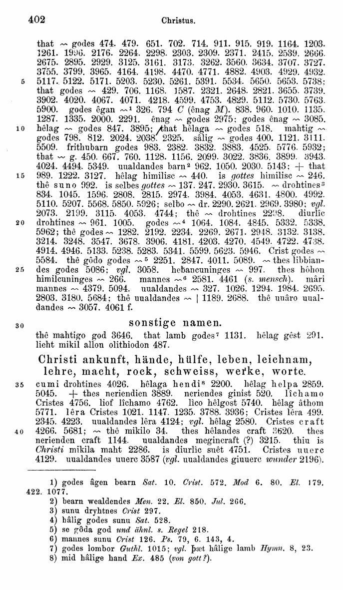 HELIAND herausgegeben von Eduard Sievers (1878) p.  402.