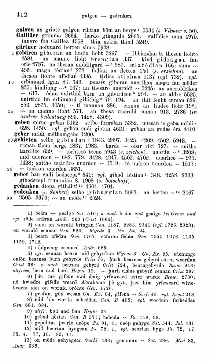 HELIAND herausgegeben von Eduard Sievers (1878) p.  412.