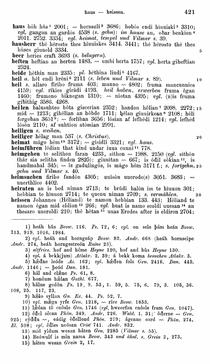 HELIAND herausgegeben von Eduard Sievers (1878) p.  421.