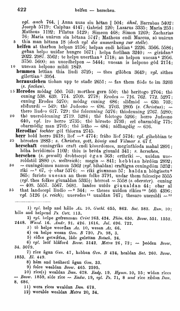 HELIAND herausgegeben von Eduard Sievers (1878) p.  422.