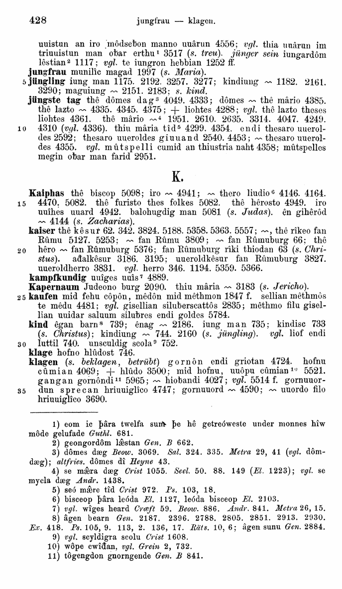 HELIAND herausgegeben von Eduard Sievers (1878) p.  428.
