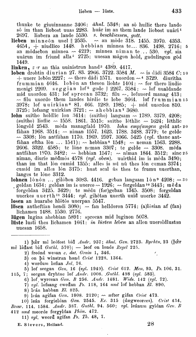 HELIAND herausgegeben von Eduard Sievers (1878) p.  433.