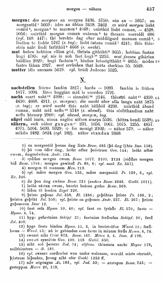 HELIAND herausgegeben von Eduard Sievers (1878) p.  437.