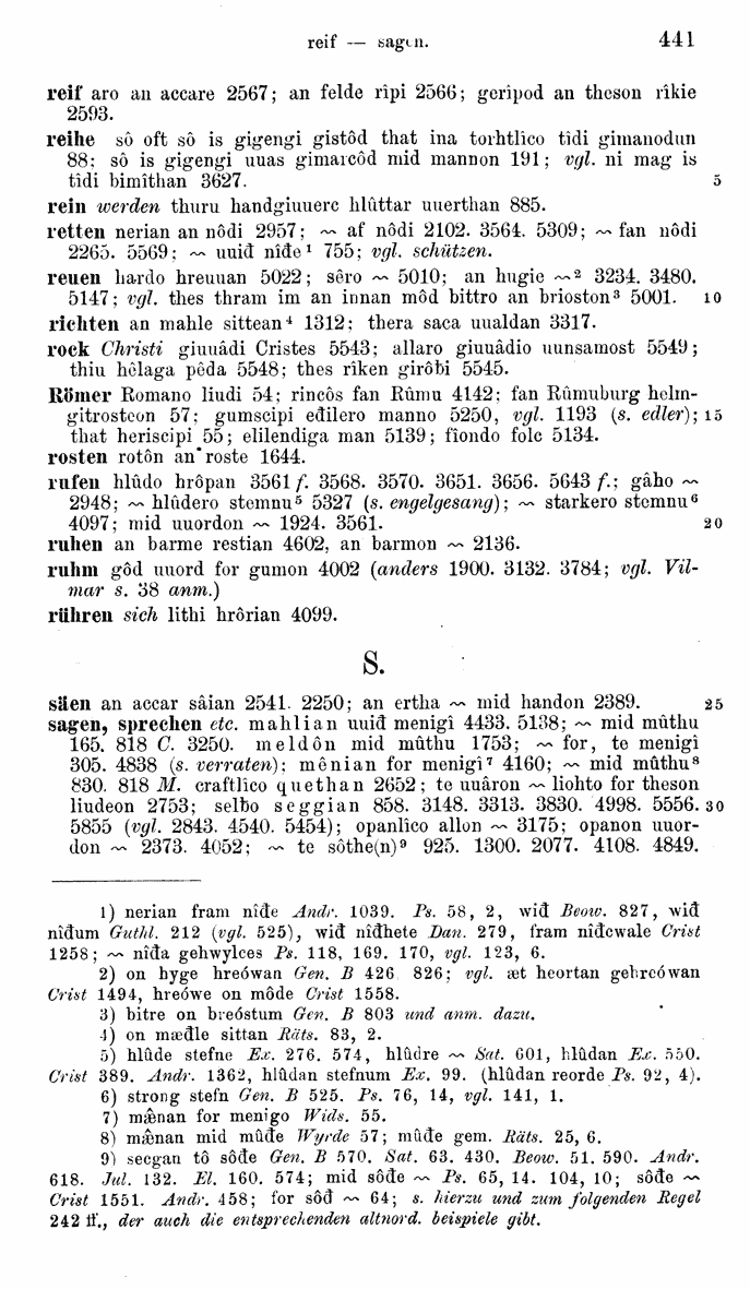 HELIAND herausgegeben von Eduard Sievers (1878) p.  441.