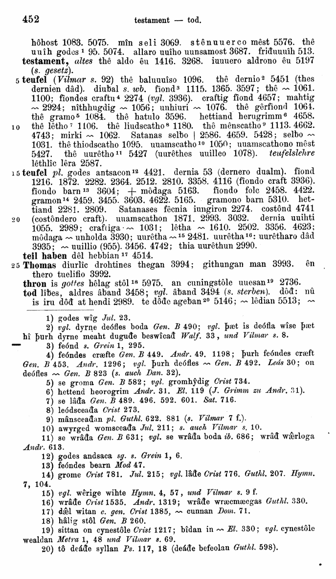 HELIAND herausgegeben von Eduard Sievers (1878) p.  452.