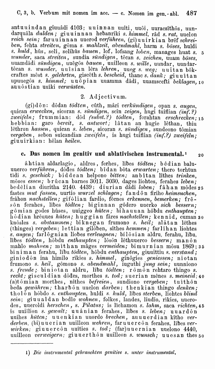 HELIAND herausgegeben von Eduard Sievers (1878) p.  487.
