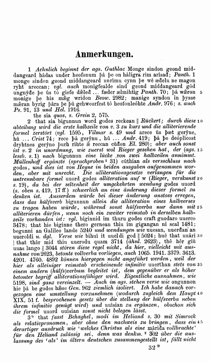 HELIAND herausgegeben von Eduard Sievers (1878) p.  499.
