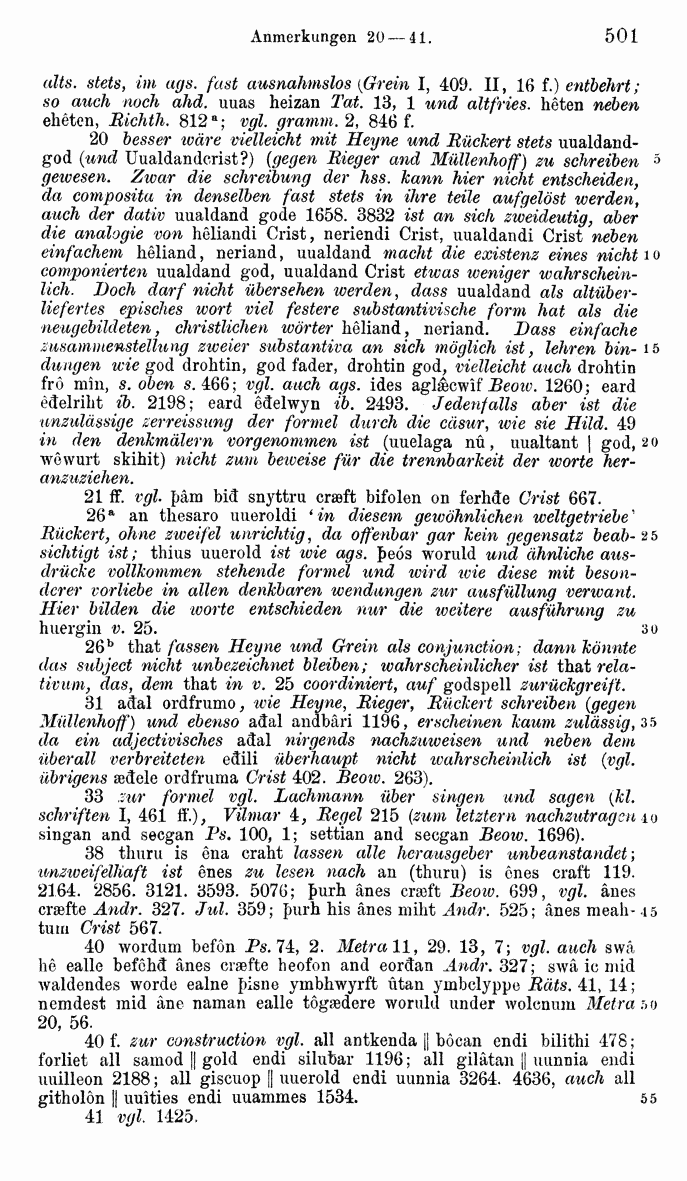 HELIAND herausgegeben von Eduard Sievers (1878) p.  501.