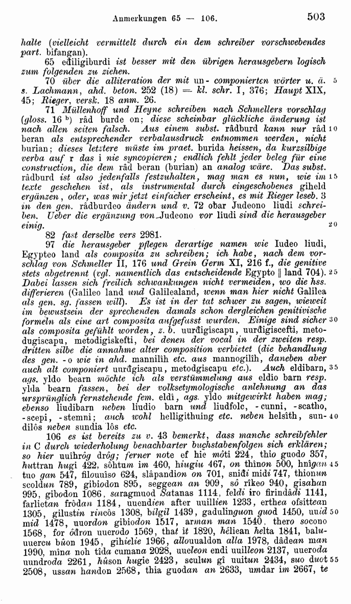 HELIAND herausgegeben von Eduard Sievers (1878) p.  503.