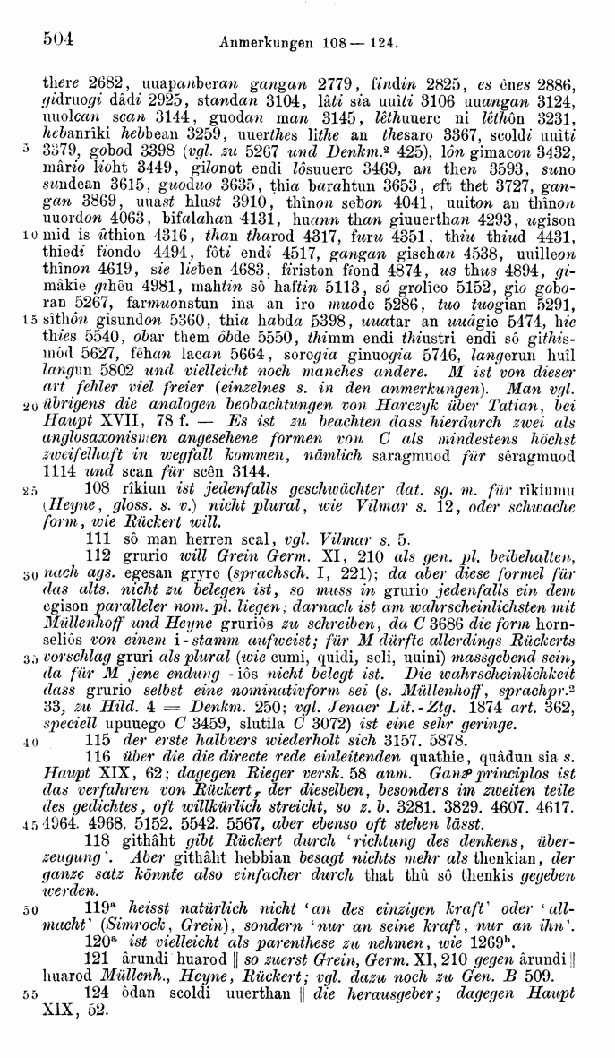HELIAND herausgegeben von Eduard Sievers (1878) p.  504.