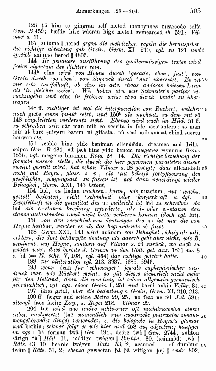 HELIAND herausgegeben von Eduard Sievers (1878) p.  505.