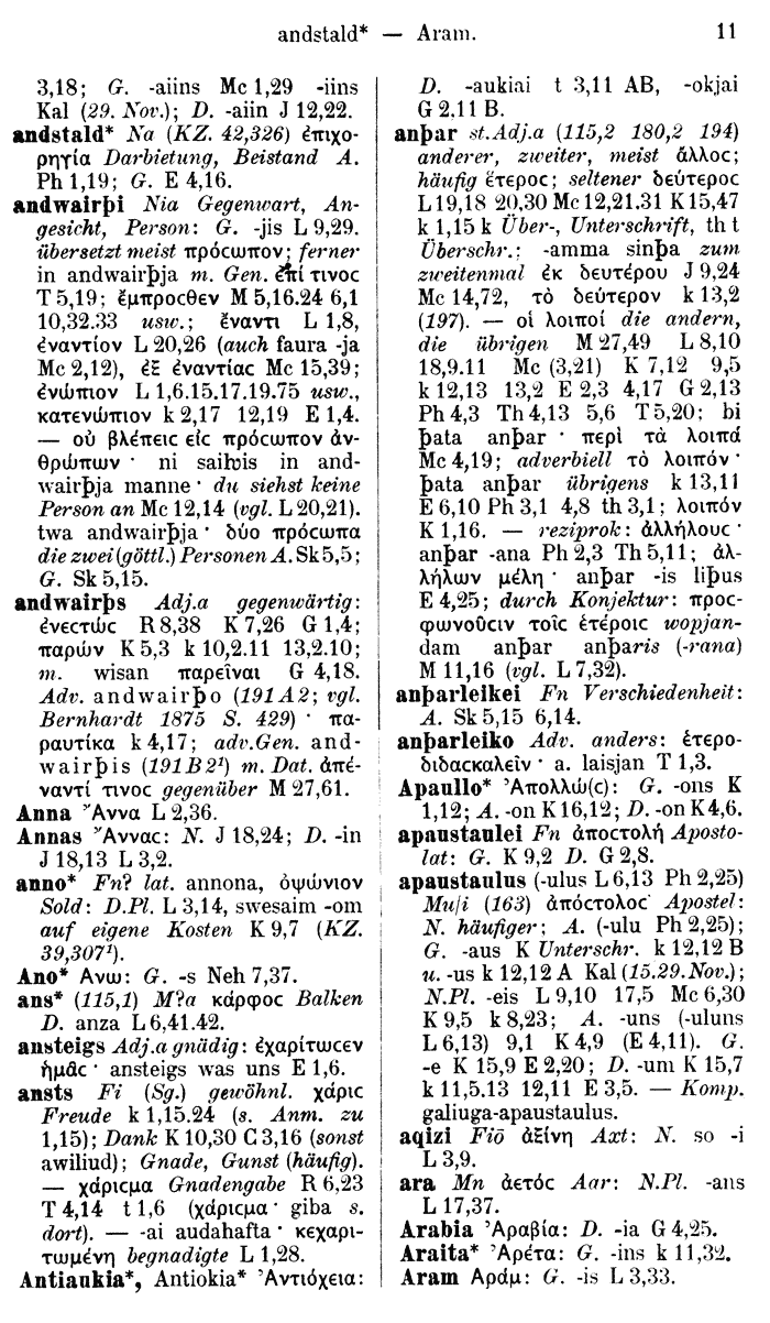 Wilhelm Streitberg 1910: Gotisch-Griechisch-Deutsches Wrterbuch p. 11.