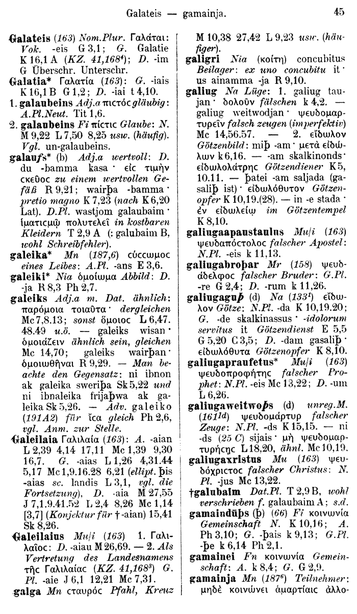 Wilhelm Streitberg 1910: Gotisch-Griechisch-Deutsches Wrterbuch p. 45.