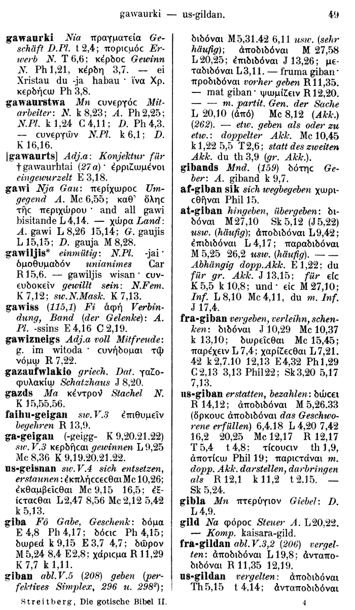 Wilhelm Streitberg 1910: Gotisch-Griechisch-Deutsches Wrterbuch p. 49.