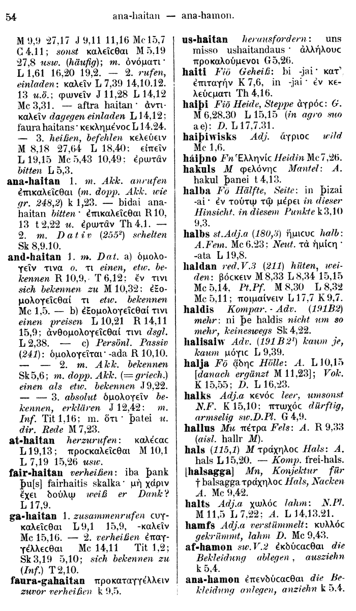 Wilhelm Streitberg 1910: Gotisch-Griechisch-Deutsches Wrterbuch p. 54.