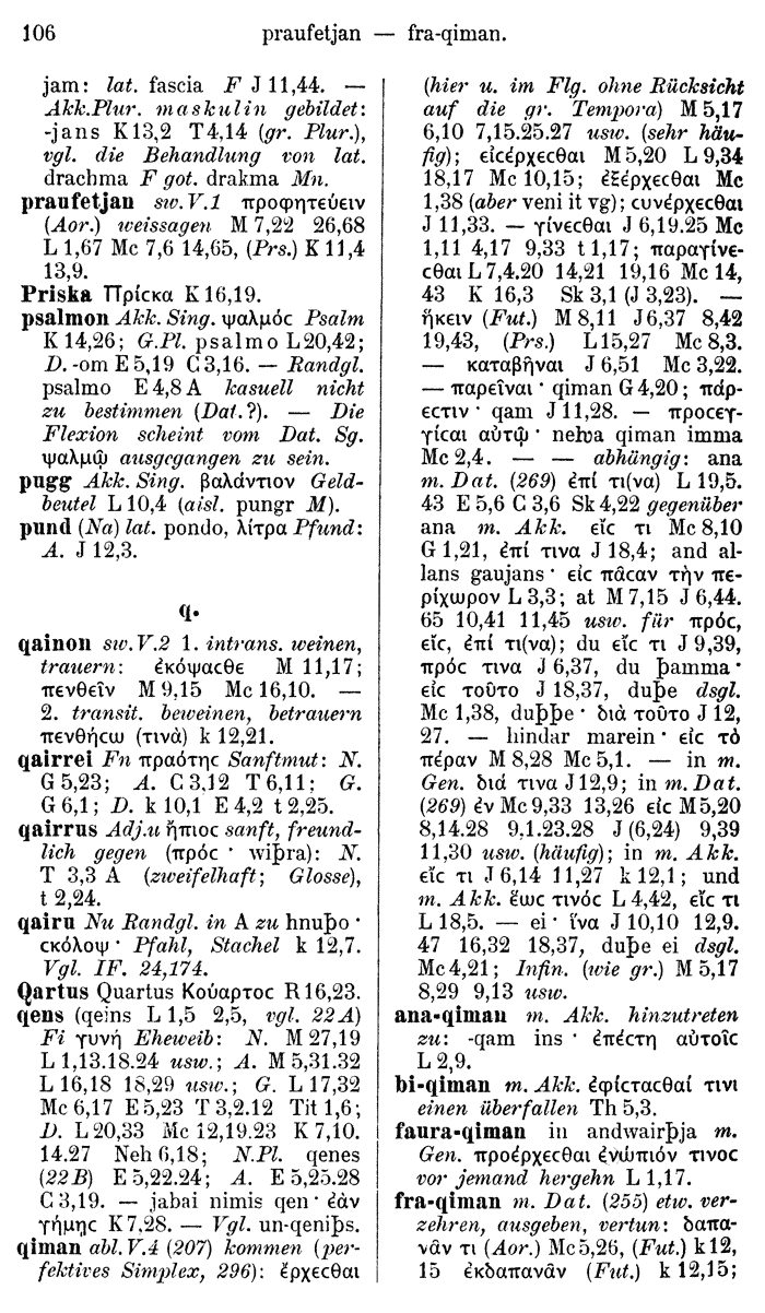 Wilhelm Streitberg 1910: Gotisch-Griechisch-Deutsches Wrterbuch p. 106.