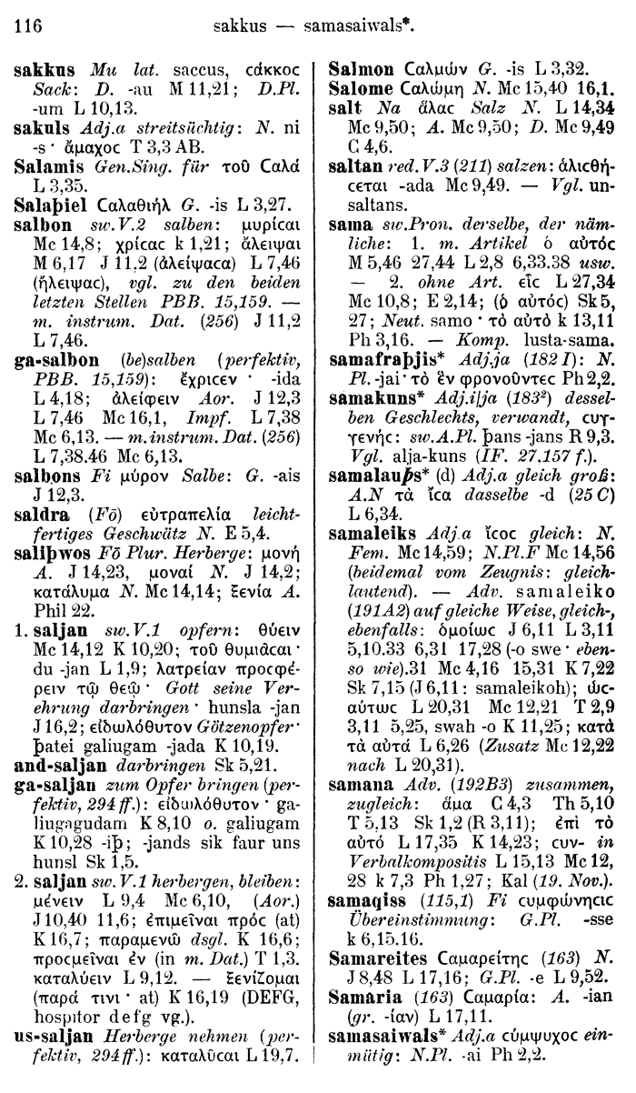 Wilhelm Streitberg 1910: Gotisch-Griechisch-Deutsches Wrterbuch p. 116.