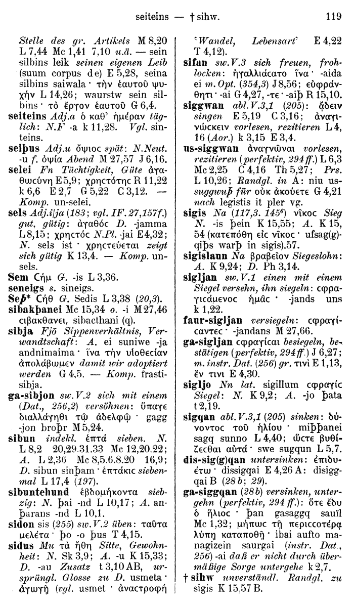 Wilhelm Streitberg 1910: Gotisch-Griechisch-Deutsches Wrterbuch p. 119.