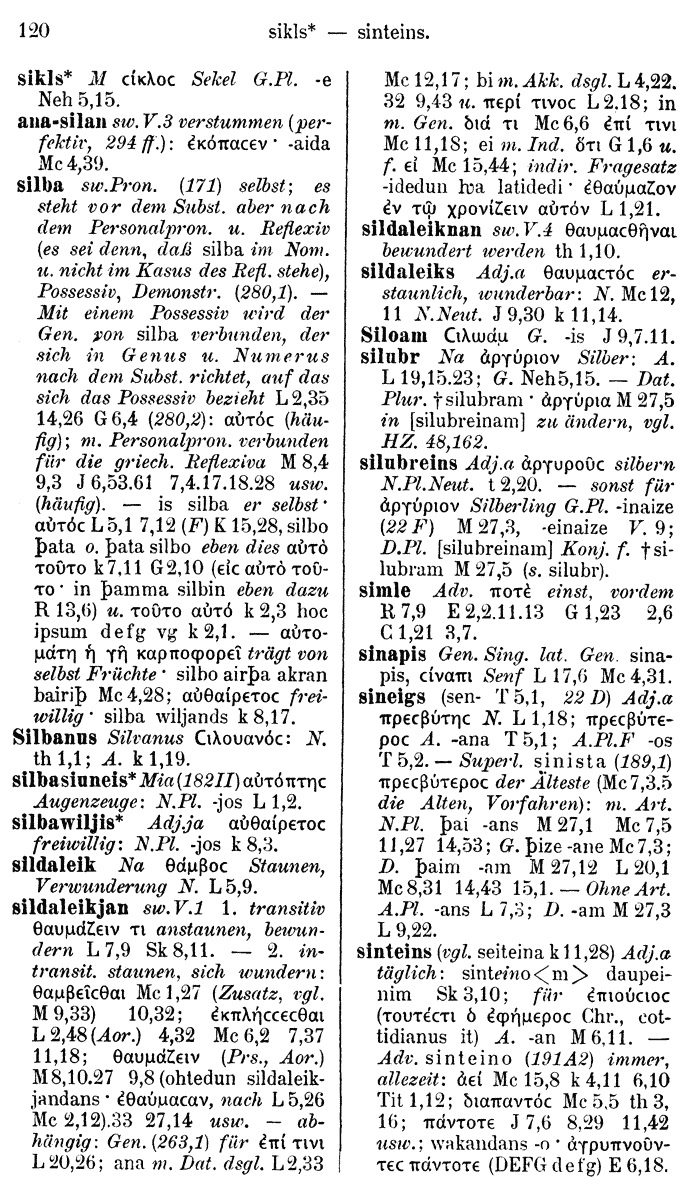 Wilhelm Streitberg 1910: Gotisch-Griechisch-Deutsches Wrterbuch p. 120.