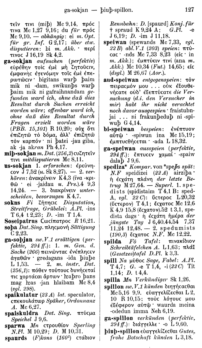 Wilhelm Streitberg 1910: Gotisch-Griechisch-Deutsches Wrterbuch p. 127.