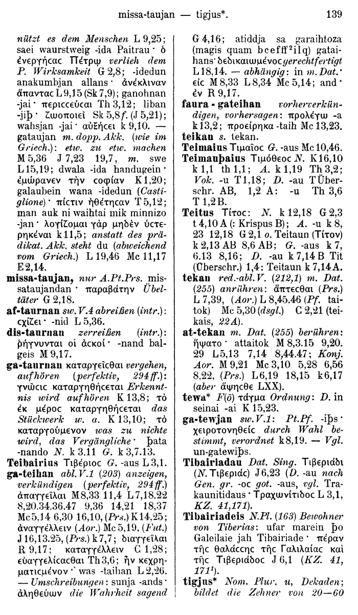 Wilhelm Streitberg 1910: Gotisch-Griechisch-Deutsches Wrterbuch p. 139.