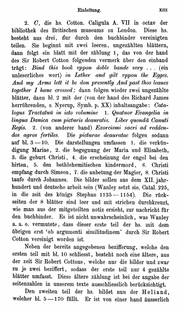 HELIAND herausgegeben von Eduard Sievers (1878) p.  xiii.