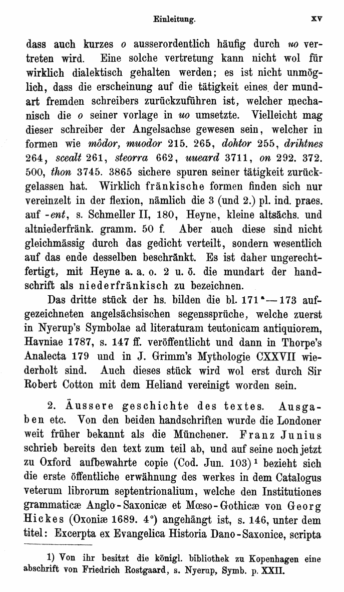 HELIAND herausgegeben von Eduard Sievers (1878) p.  xv.