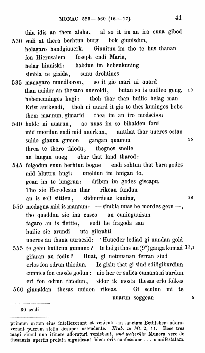 HELIAND herausgegeben von Eduard Sievers (1878) p.  41.