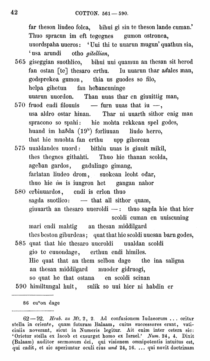 HELIAND herausgegeben von Eduard Sievers (1878) p.  42.